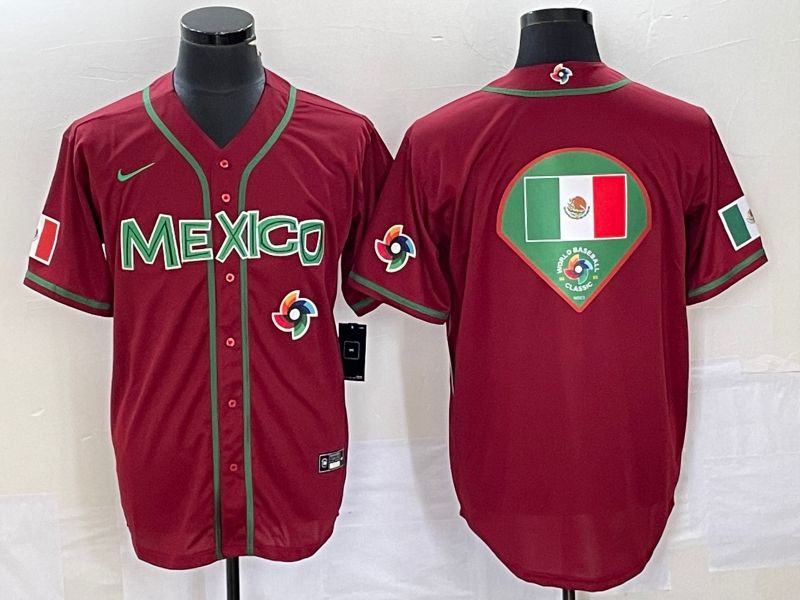 Men 2023 World Cub Mexico Blank Red Nike MLB Jersey31
